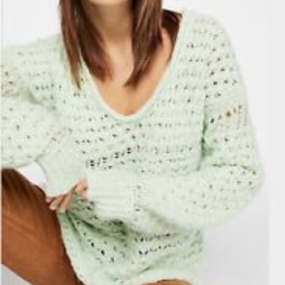 NWT Free People Crashing Waves Sweater Mint - Picture 5 of 8